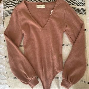Abercrombie & Fitch Soft & Cozy AF - Long Sleeve Bodysuit - Mauve/Pink